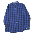 CHAPS Mens Blue Check Shirt L Button Down Collar Classic Fit Long Sleeve