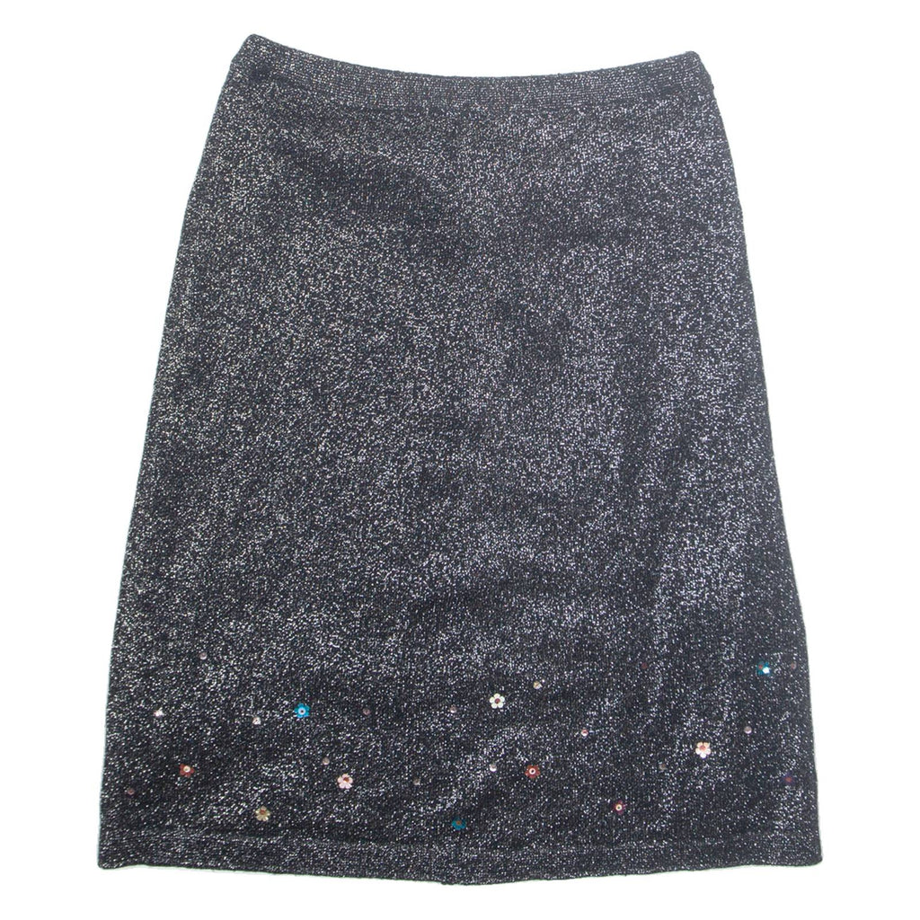 Womens Straight Skirt Silver Midi Floral M