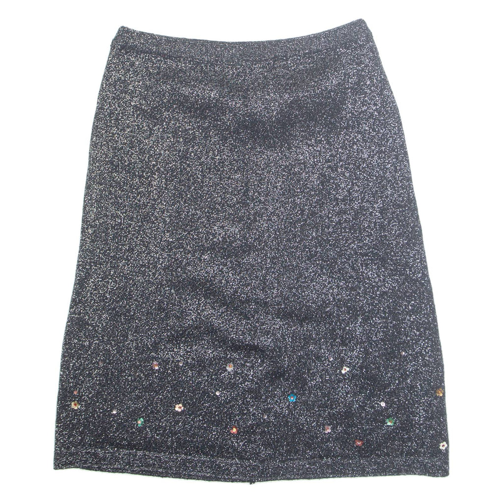 Womens Straight Skirt Silver Midi Floral M