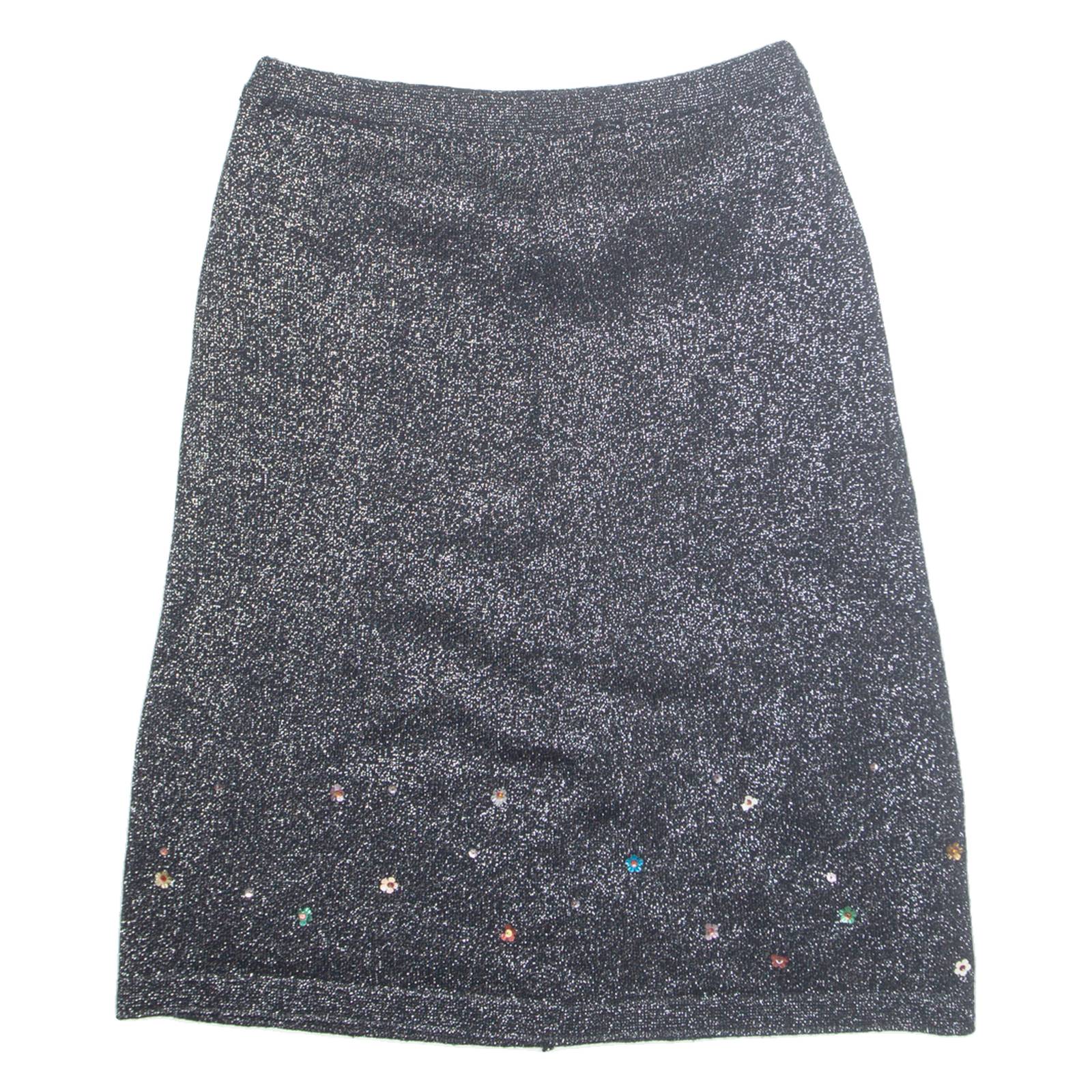 Womens Straight Skirt Silver Midi Floral M