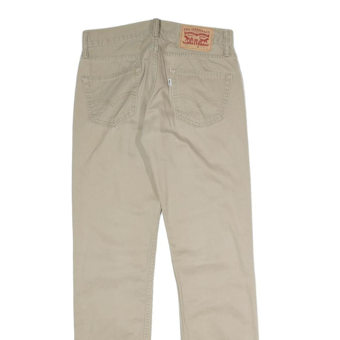 LEVI'S Mens Slim Beige Cotton Blend Trousers W29 L32 Casual Zip Closure
