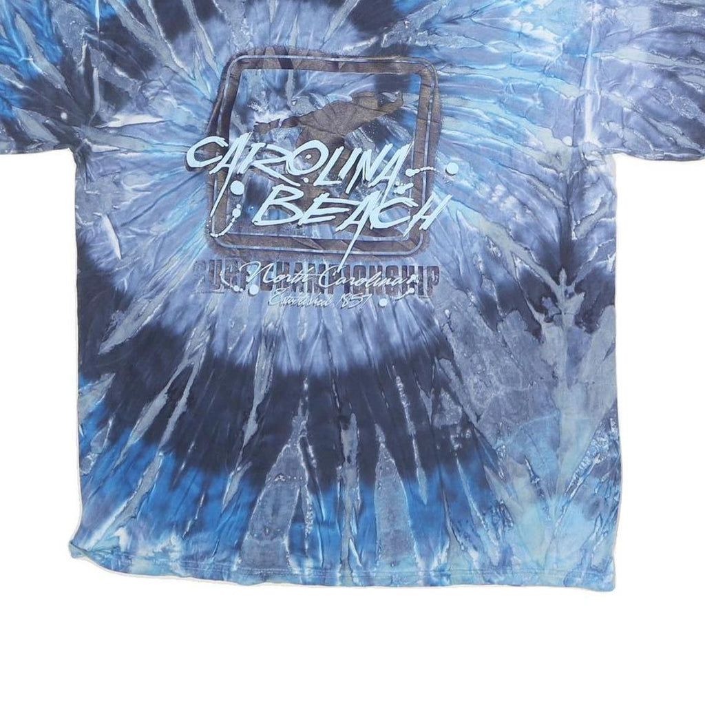 GILDAN Mens Blue Tie Dye Graphic T-Shirt L Crew Neck Short Sleeve Cotton