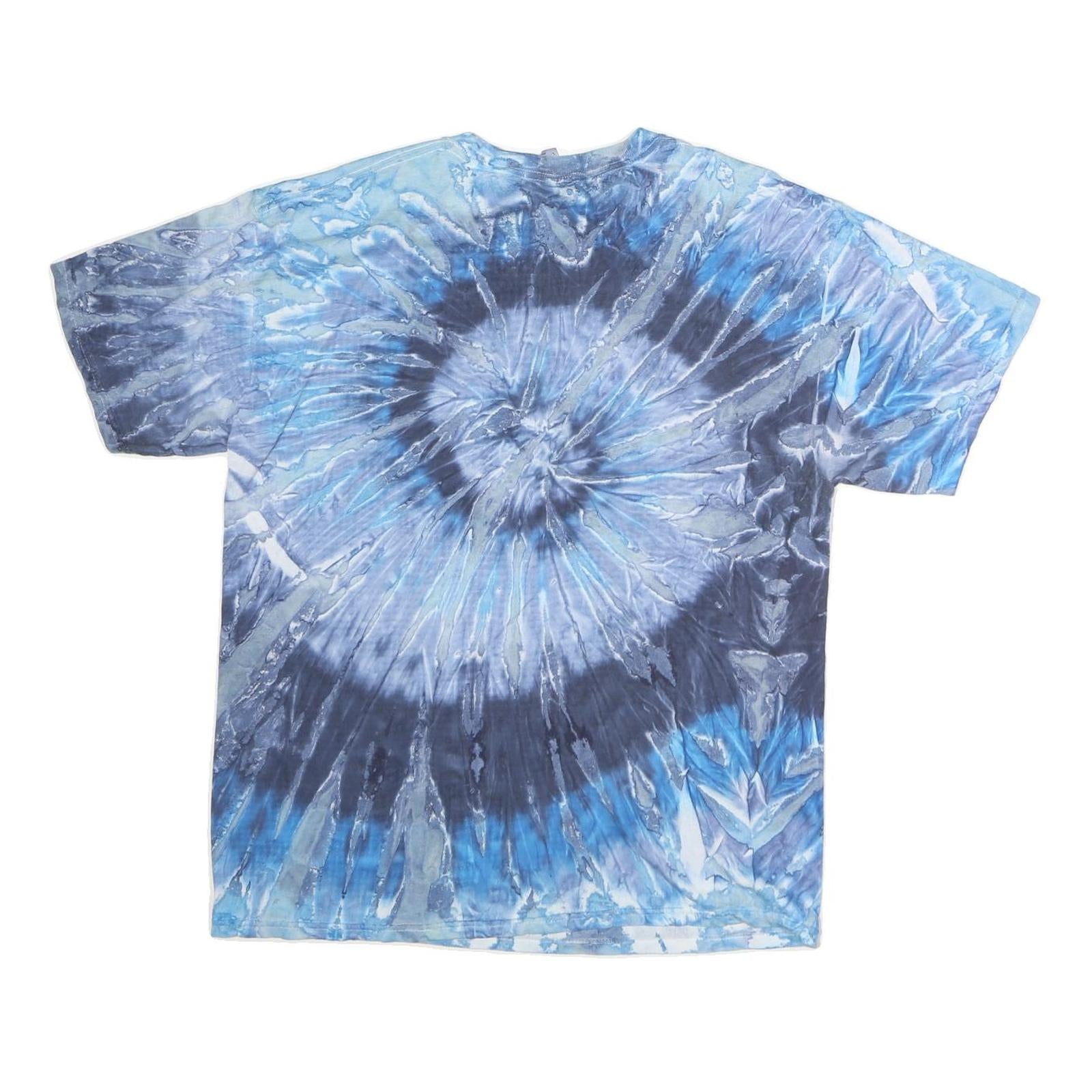 GILDAN Mens Blue Tie Dye Graphic T-Shirt L Crew Neck Short Sleeve Cotton