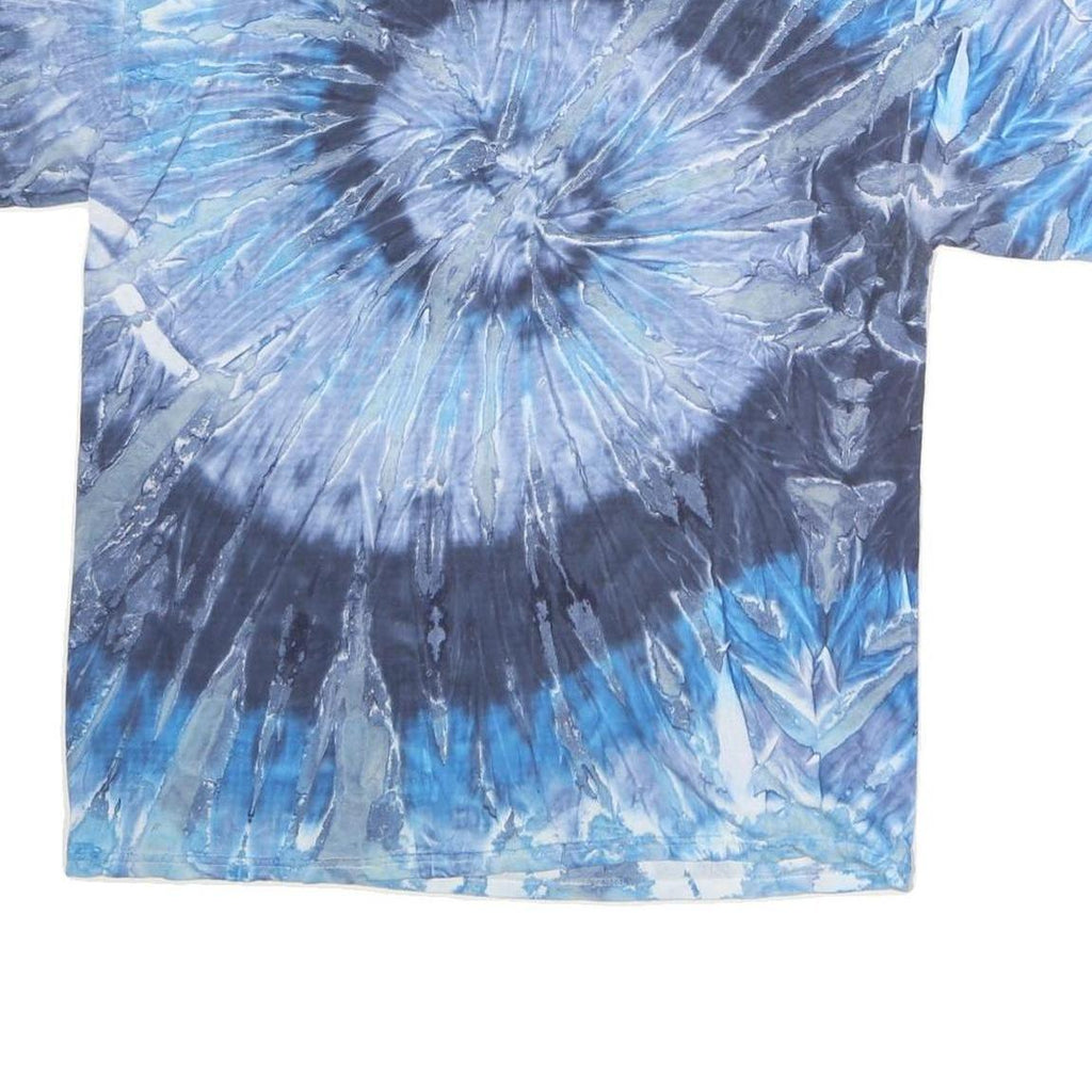 GILDAN Mens Blue Tie Dye Graphic T-Shirt L Crew Neck Short Sleeve Cotton