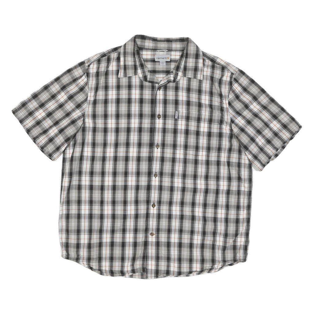 CARHARTT Mens Grey & White Checked Cotton Blend Shirt XL Casual Workwear