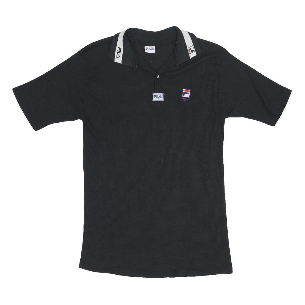 FILA Mens Black Cotton Logo Collar Short Sleeve Polo Shirt XS Classic Sport