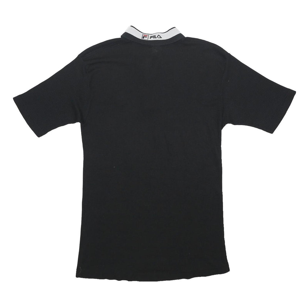 FILA Mens Black Cotton Logo Collar Short Sleeve Polo Shirt XS Classic Sport