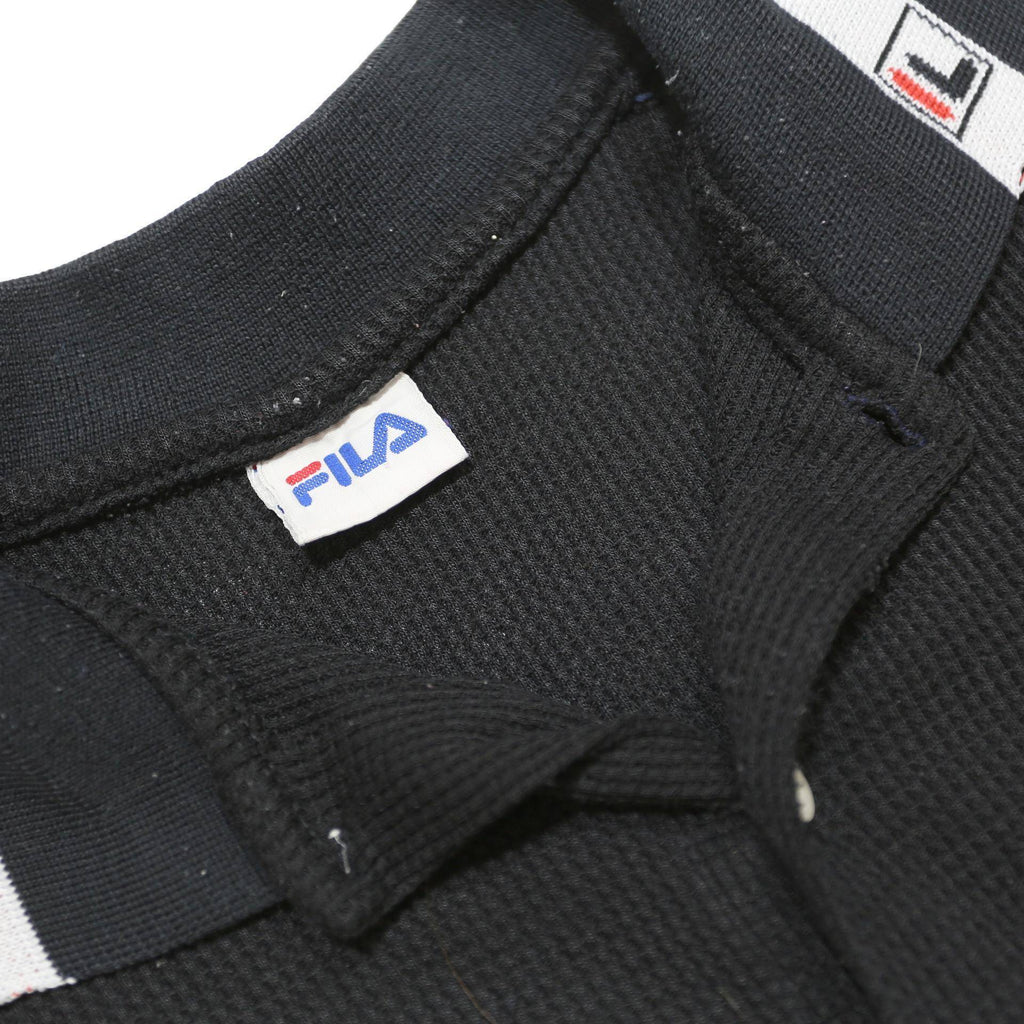 FILA Mens Black Cotton Logo Collar Short Sleeve Polo Shirt XS Classic Sport