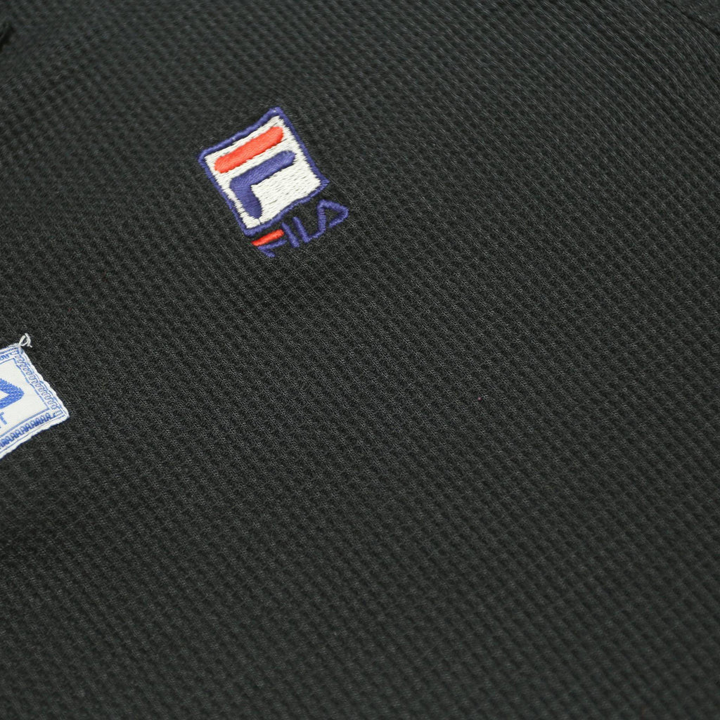 FILA Mens Black Cotton Logo Collar Short Sleeve Polo Shirt XS Classic Sport