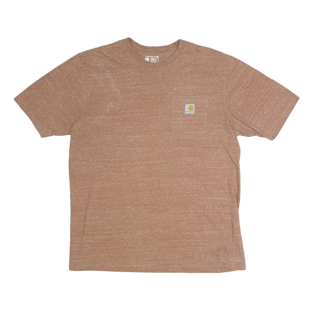 CARHARTT Mens Brown & White Cotton Blend Pocket T-Shirt L Short Sleeve Crew Neck