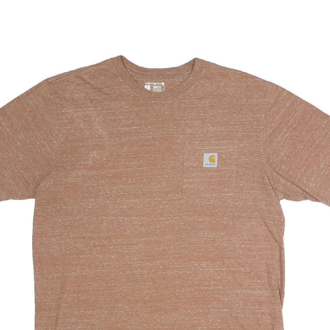 CARHARTT Mens Brown & White Cotton Blend Pocket T-Shirt L Short Sleeve Crew Neck