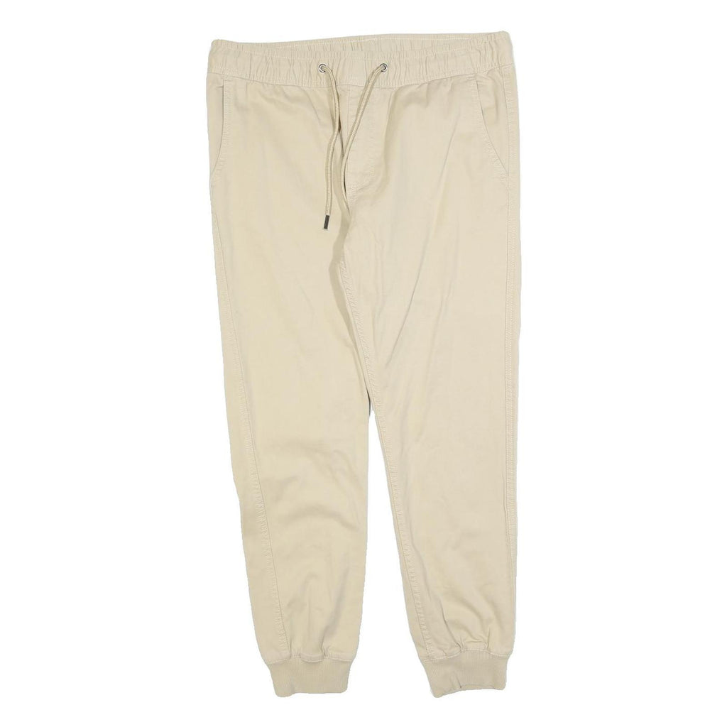 CLOCKHOUSE Mens Slim Beige Drawstring Trousers W34 L27 Casual Cotton Blend