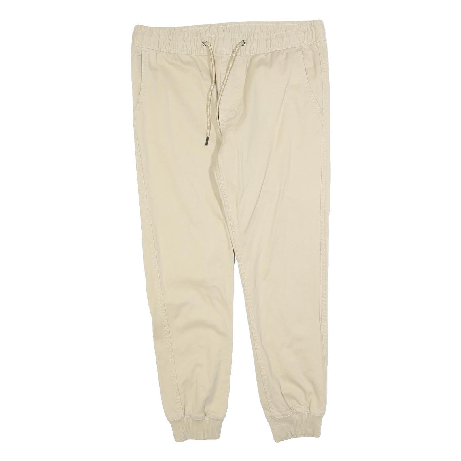 CLOCKHOUSE Mens Slim Beige Drawstring Trousers W34 L27 Casual Cotton Blend