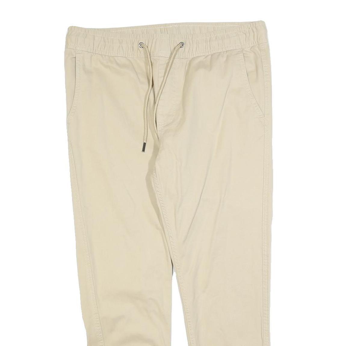 CLOCKHOUSE Mens Slim Beige Drawstring Trousers W34 L27 Casual Cotton Blend