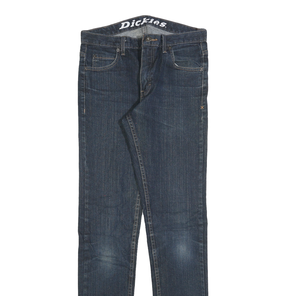 DICKIES Mens Slim Blue Denim Jeans W30 L34 Cotton Blend Zip Classic Skinny Plain
