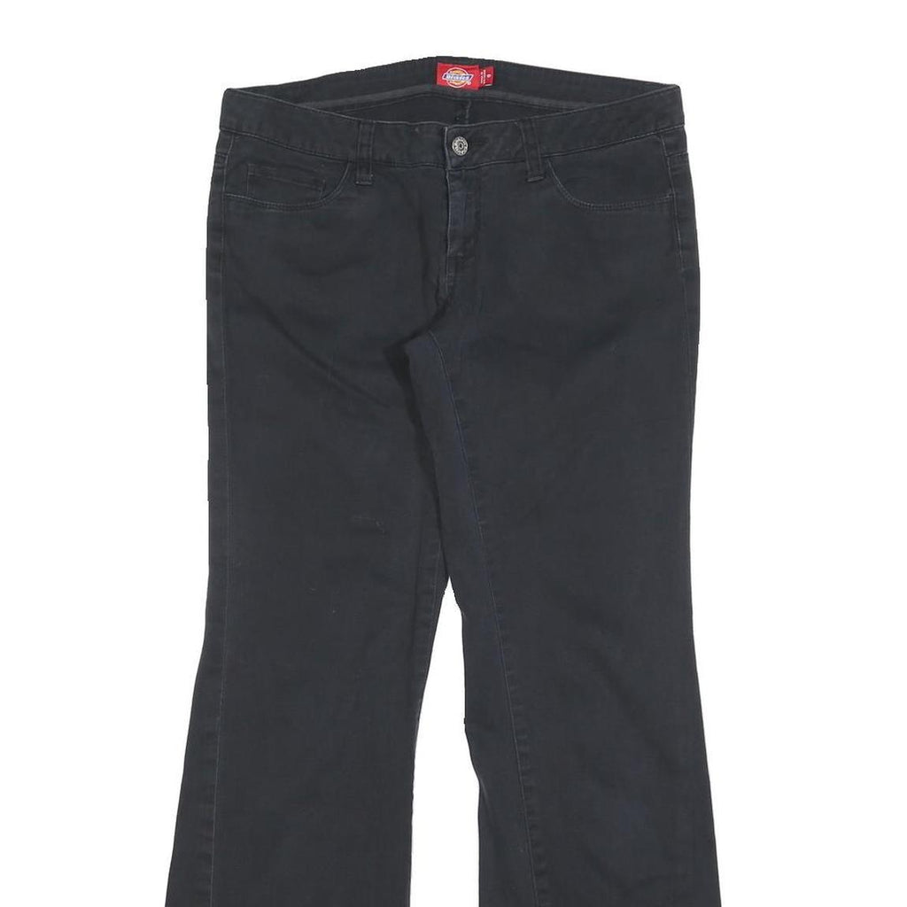 DICKIES Womens Cotton Blend Black Regular Fit Flared Trousers W30 L30