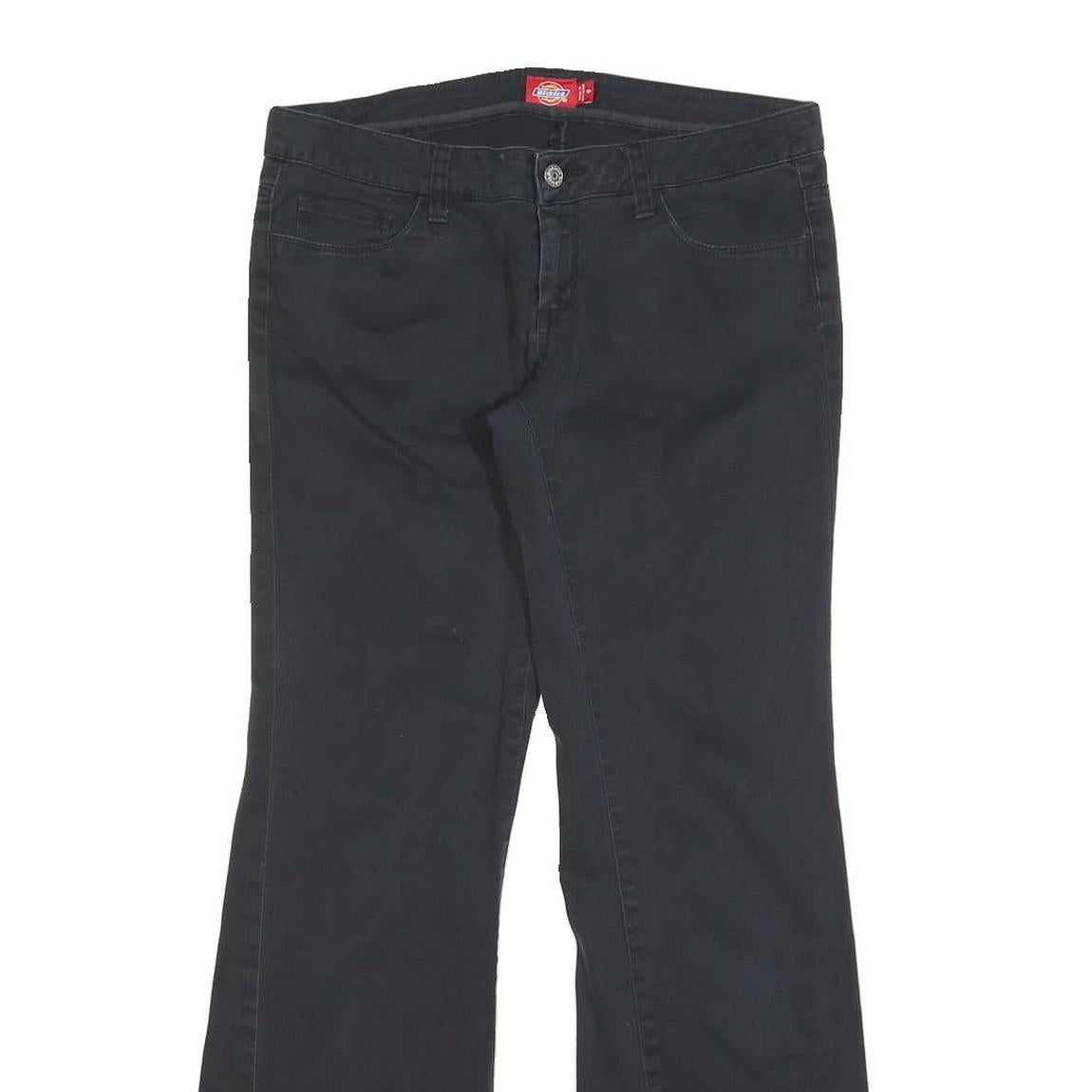 DICKIES Womens Cotton Blend Black Regular Fit Flared Trousers W30 L30