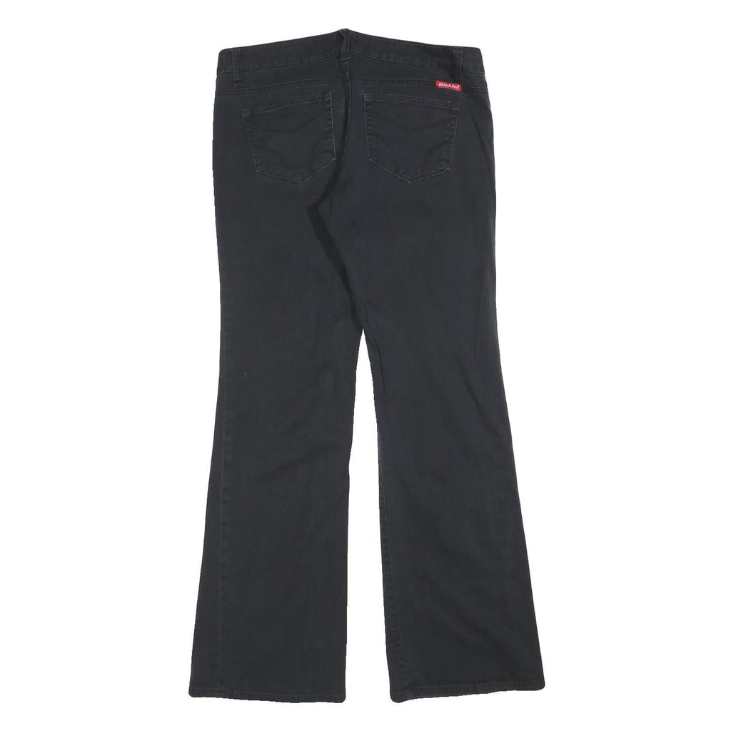 DICKIES Womens Cotton Blend Black Regular Fit Flared Trousers W30 L30