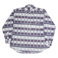 Mens Blue White Red Patterned Cotton Shirt L Long Sleeve Button Closure Casual