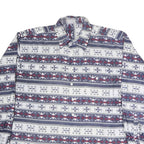 Mens Blue White Red Patterned Cotton Shirt L Long Sleeve Button Closure Casual
