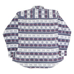 Mens Blue White Red Patterned Cotton Shirt L Long Sleeve Button Closure Casual