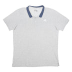 ADIDAS Mens Grey & Navy Short Sleeve Plain XL Cotton Blend Polo Shirt