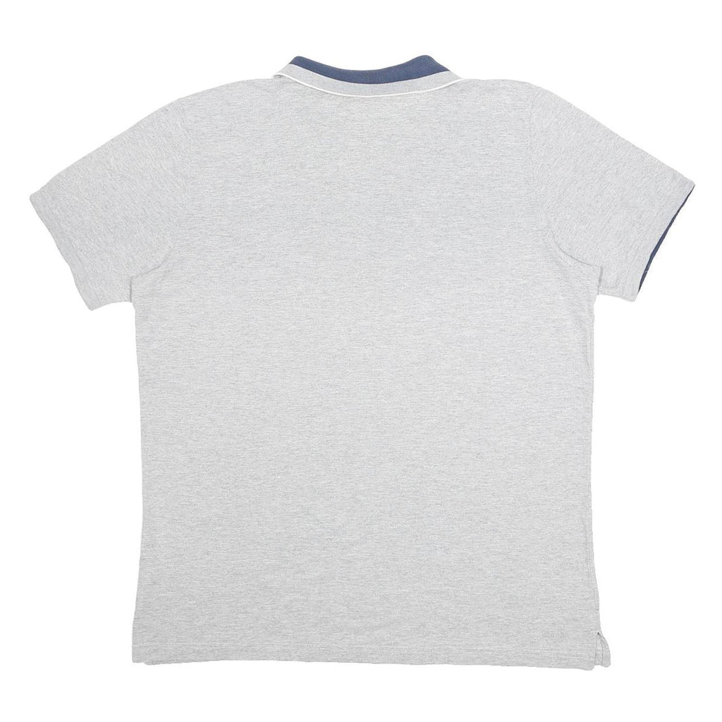 ADIDAS Mens Grey & Navy Short Sleeve Plain XL Cotton Blend Polo Shirt