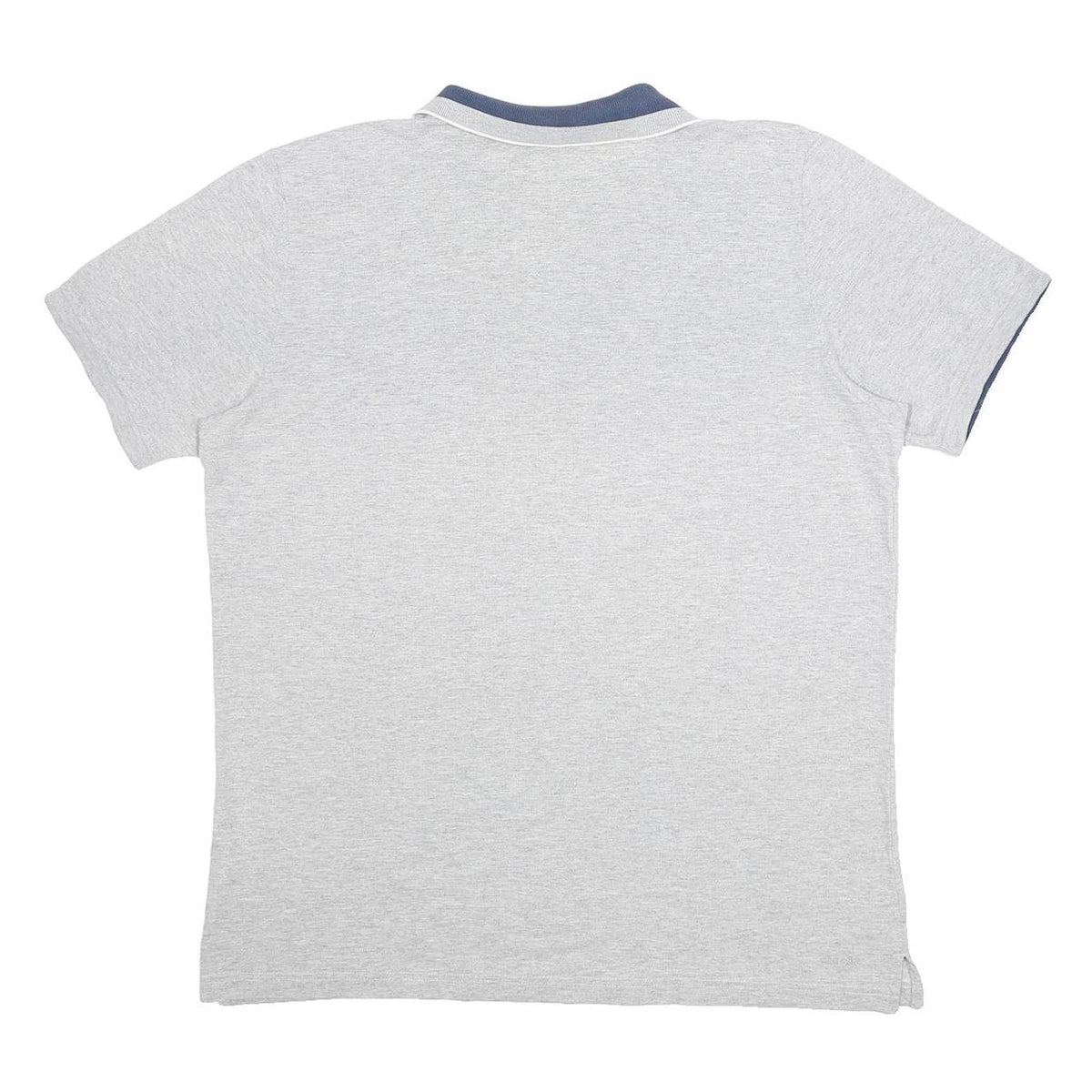 ADIDAS Mens Grey & Navy Short Sleeve Plain XL Cotton Blend Polo Shirt