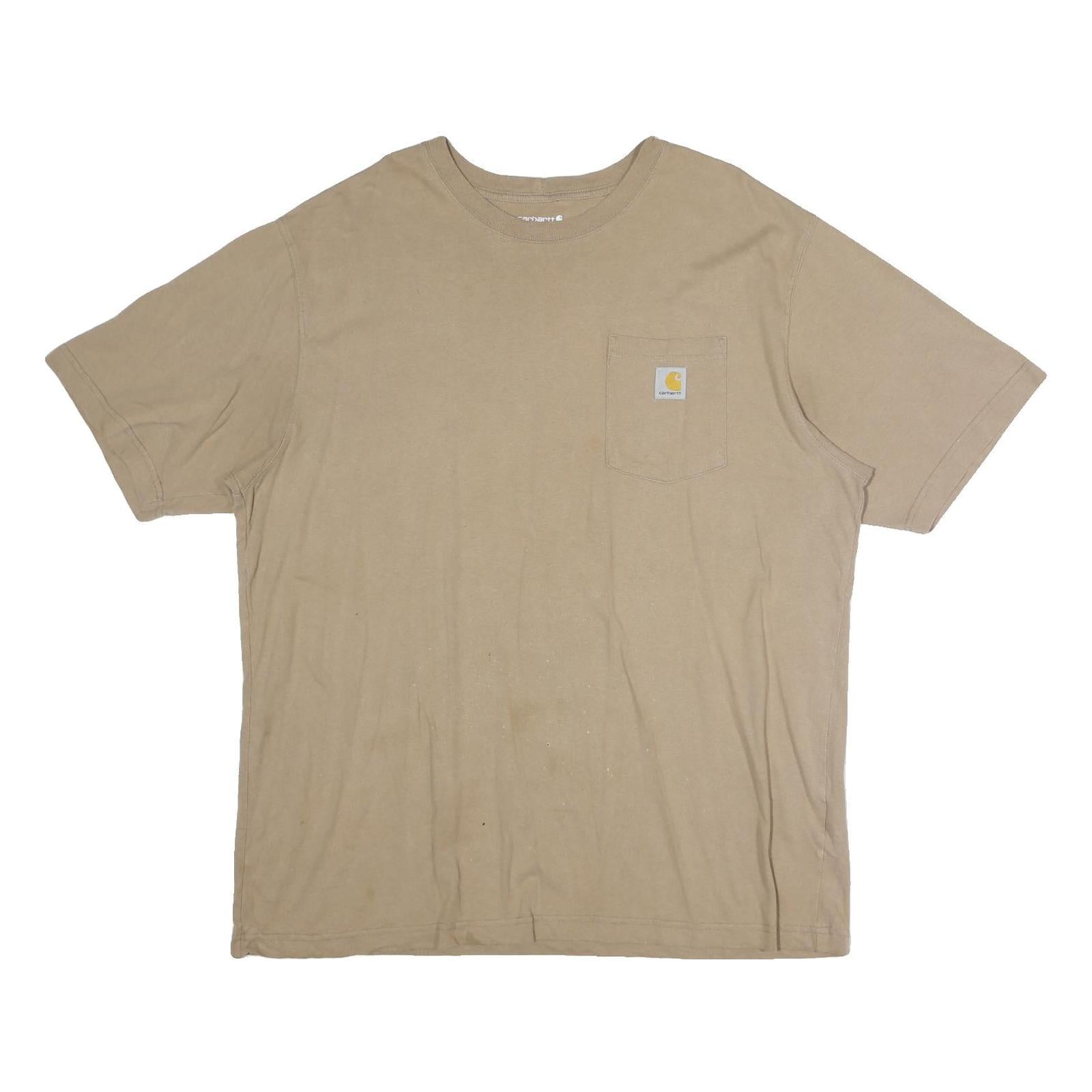 CARHARTT Mens Beige Pocket T-Shirt XL Short Sleeve Crew Neck Classic Cotton