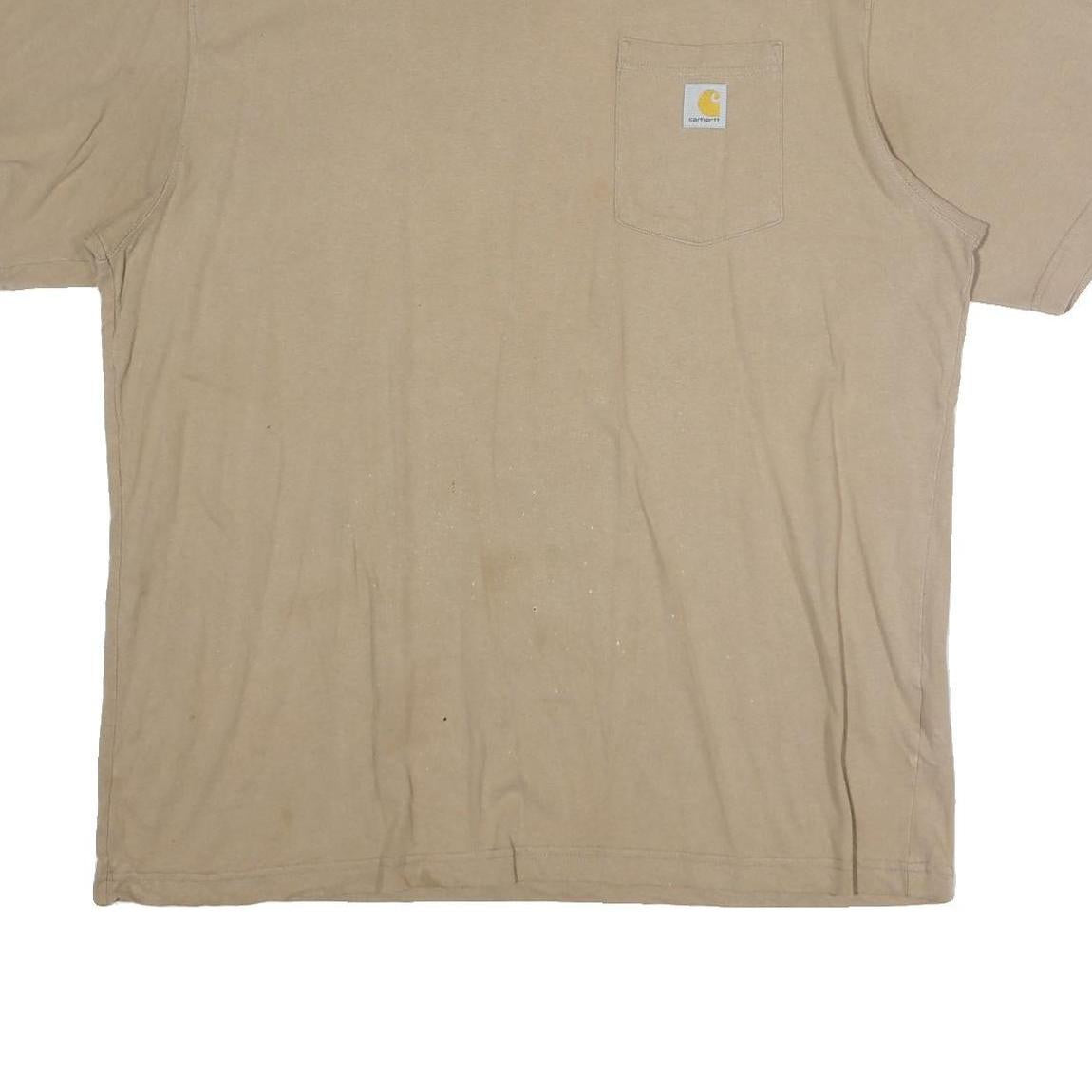 CARHARTT Mens Beige Pocket T-Shirt XL Short Sleeve Crew Neck Classic Cotton