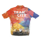 JAKROO Mens Orange & Blue Cycling T-Shirt L Short Sleeve Zip Neck