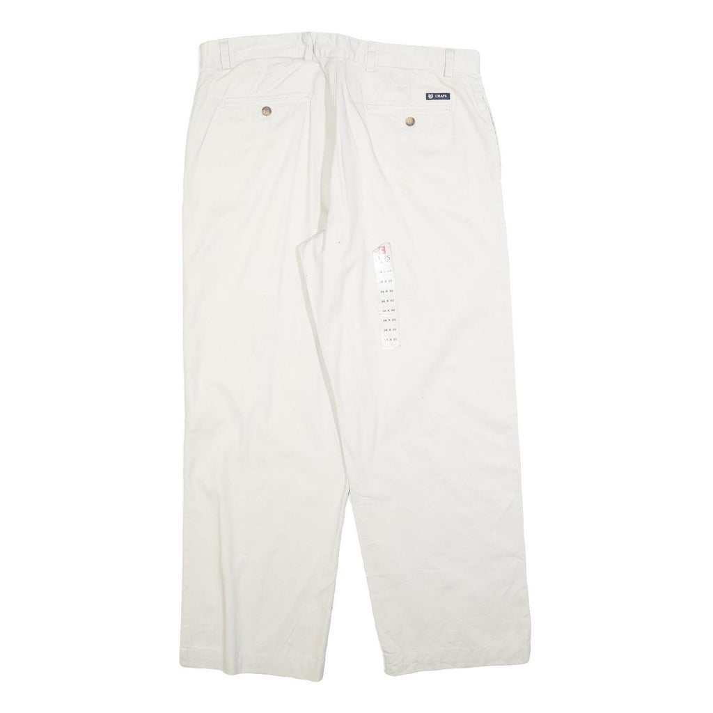 CHAPS Mens Cotton Blend White Regular Fit Straight Leg Trousers W36 L30 Casual
