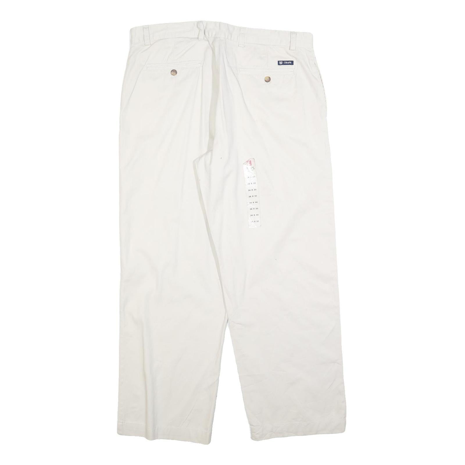 CHAPS Mens Cotton Blend White Regular Fit Straight Leg Trousers W36 L30 Casual