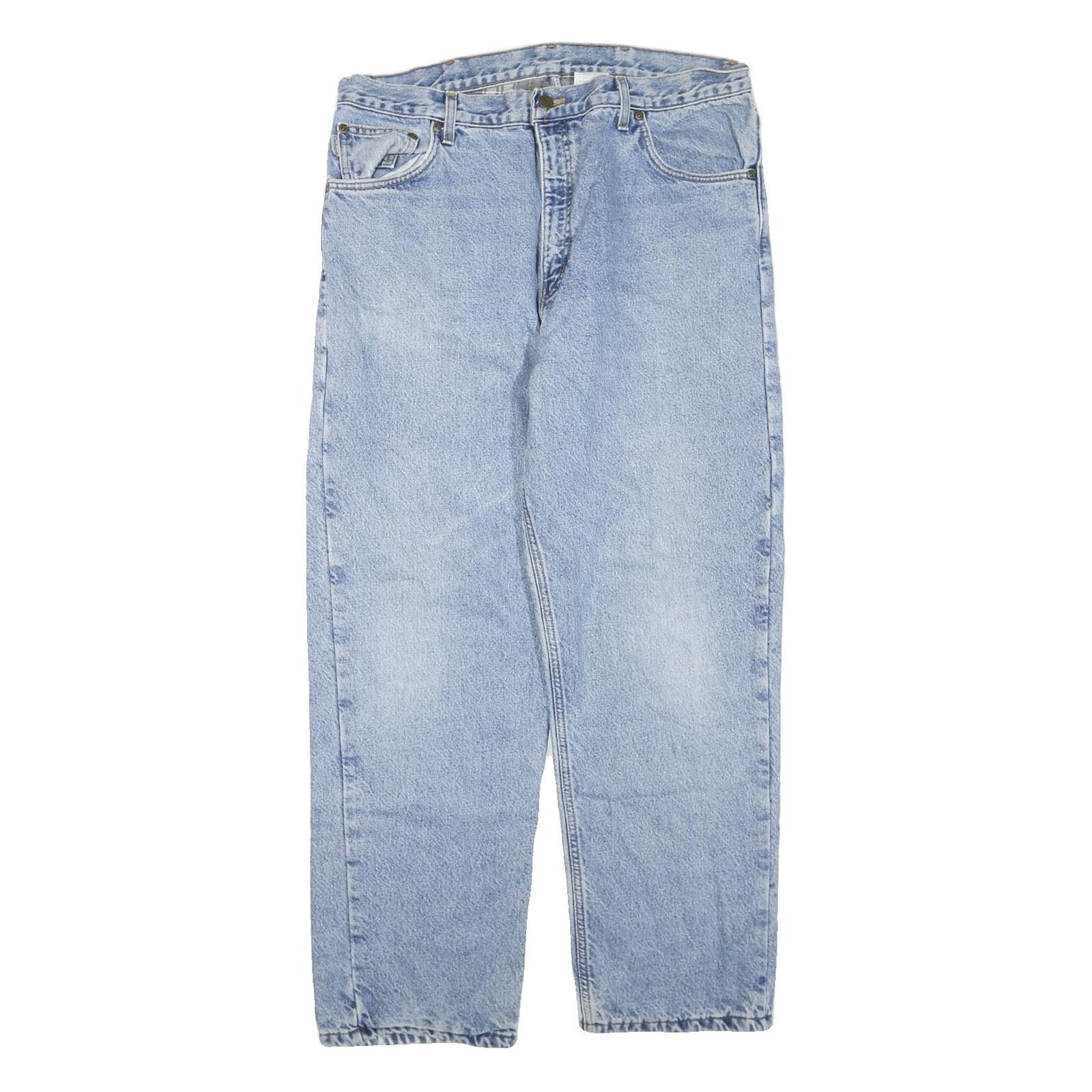 CARHARTT Mens Regular Fit Straight Leg Denim Light Blue W36 L29 Workwear Jeans