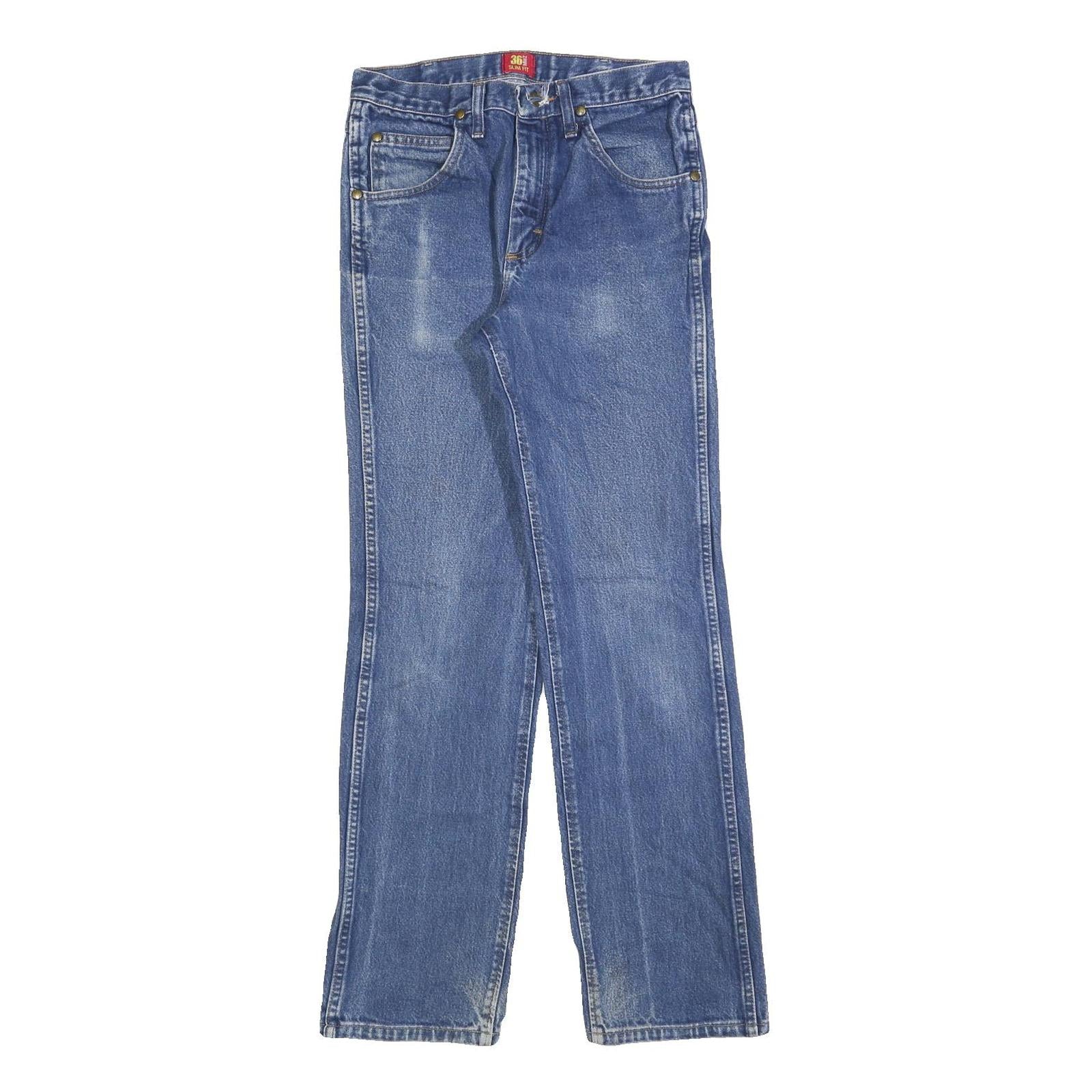 WRANGLER Mens Blue Regular Fit Straight Denim Light W29 L32 Classic Zip Jeans