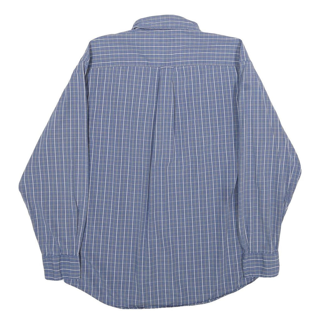 NAUTICA Mens Blue Check Shirt L Cotton Button-Down Collar Casual Classic
