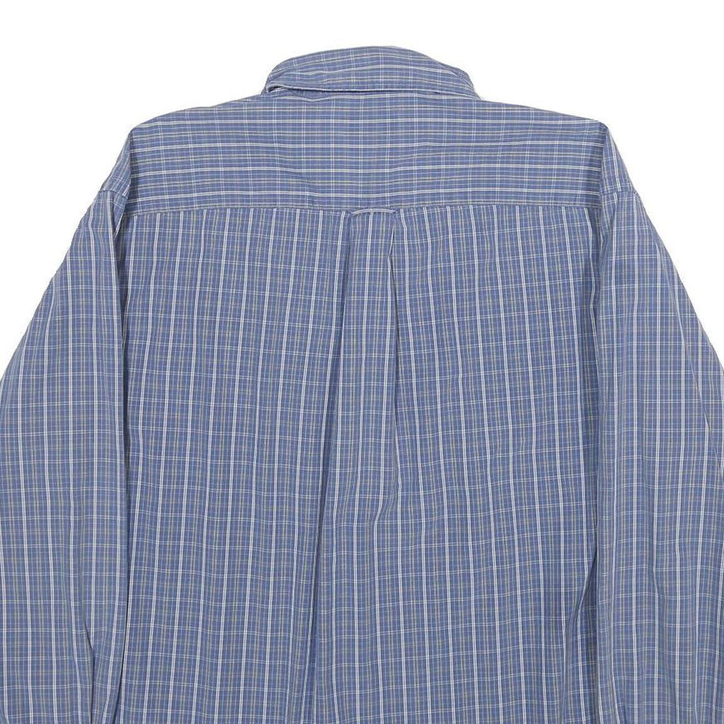 NAUTICA Mens Blue Check Shirt L Cotton Button-Down Collar Casual Classic
