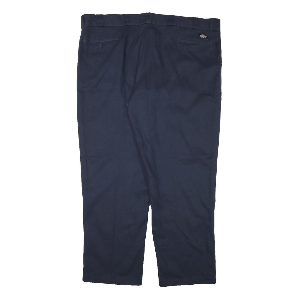 DICKIES Mens Regular Navy Blue Cotton Blend Trousers W46 L31 Workwear Zip