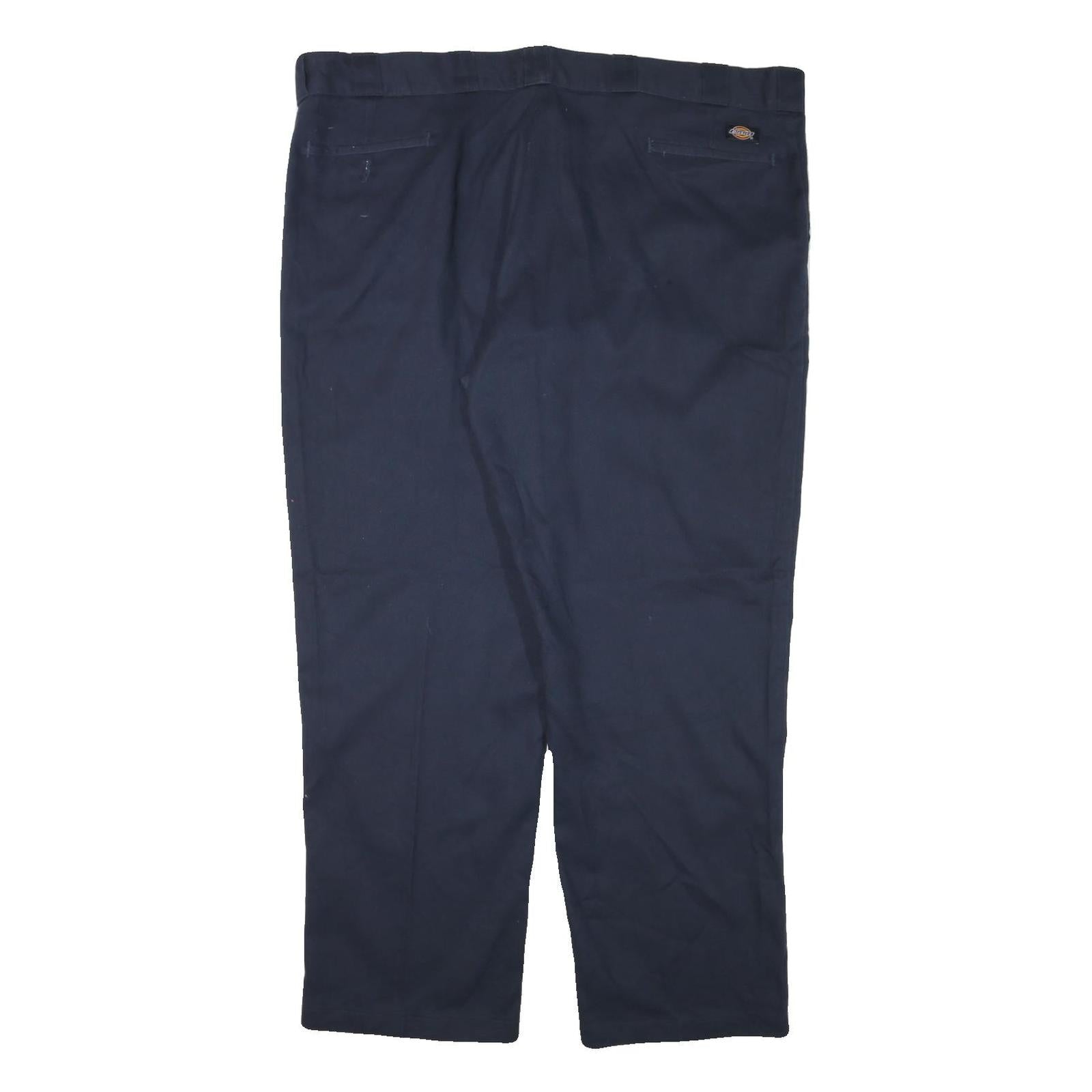 DICKIES Mens Regular Navy Blue Cotton Blend Trousers W46 L31 Workwear Zip