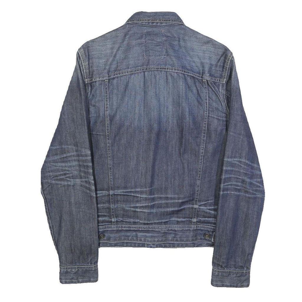 GUESS Mens Blue Denim Jacket S Cotton Classic Button Closure Casual