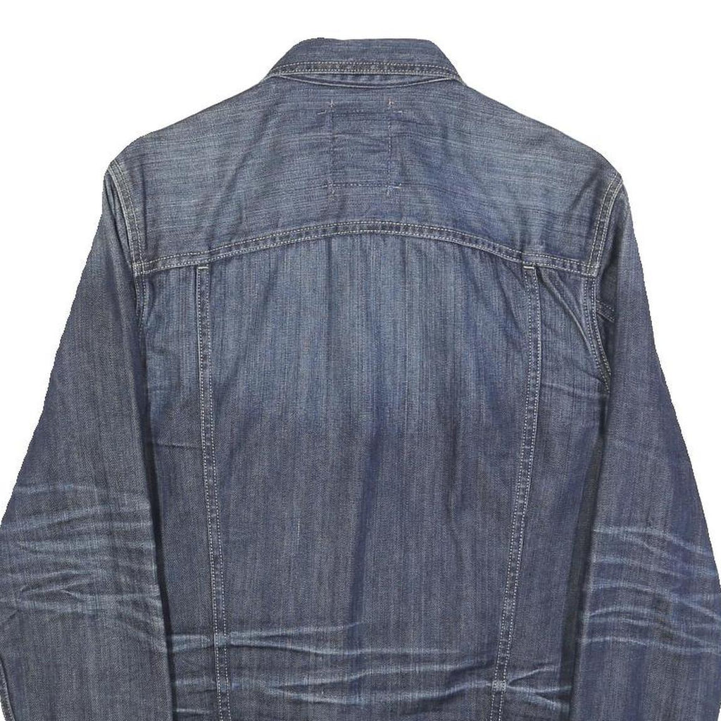 GUESS Mens Blue Denim Jacket S Cotton Classic Button Closure Casual