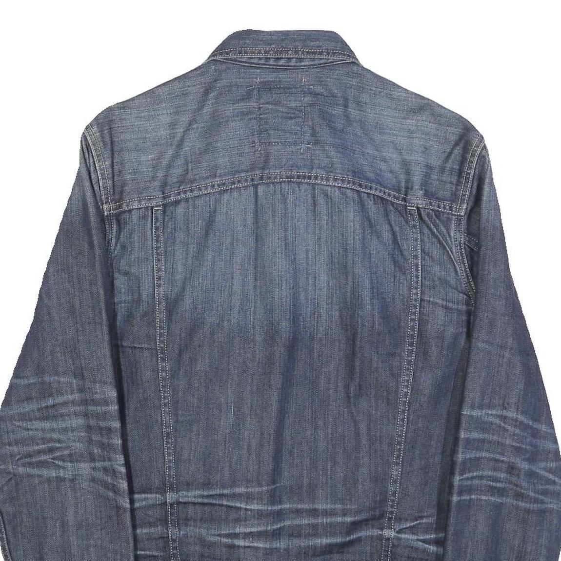 GUESS Mens Blue Denim Jacket S Cotton Classic Button Closure Casual