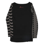 DESIGUAL Y2K Womens Black Printed Long Sleeve Round Neck Cotton Blend Top M