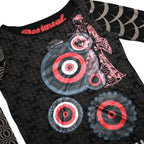 DESIGUAL Y2K Womens Black Printed Long Sleeve Round Neck Cotton Blend Top M