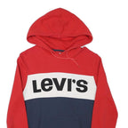 LEVI'S Mens Red & Navy Colourblock Hoodie S Cotton Blend Casual Pullover