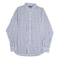 NAUTICA Mens Blue & White Check Shirt L Cotton Blend Button Down Collar Long