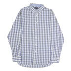 NAUTICA Mens Blue & White Check Shirt L Cotton Blend Button Down Collar Long