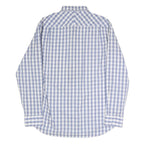 NAUTICA Mens Blue & White Check Shirt L Cotton Blend Button Down Collar Long