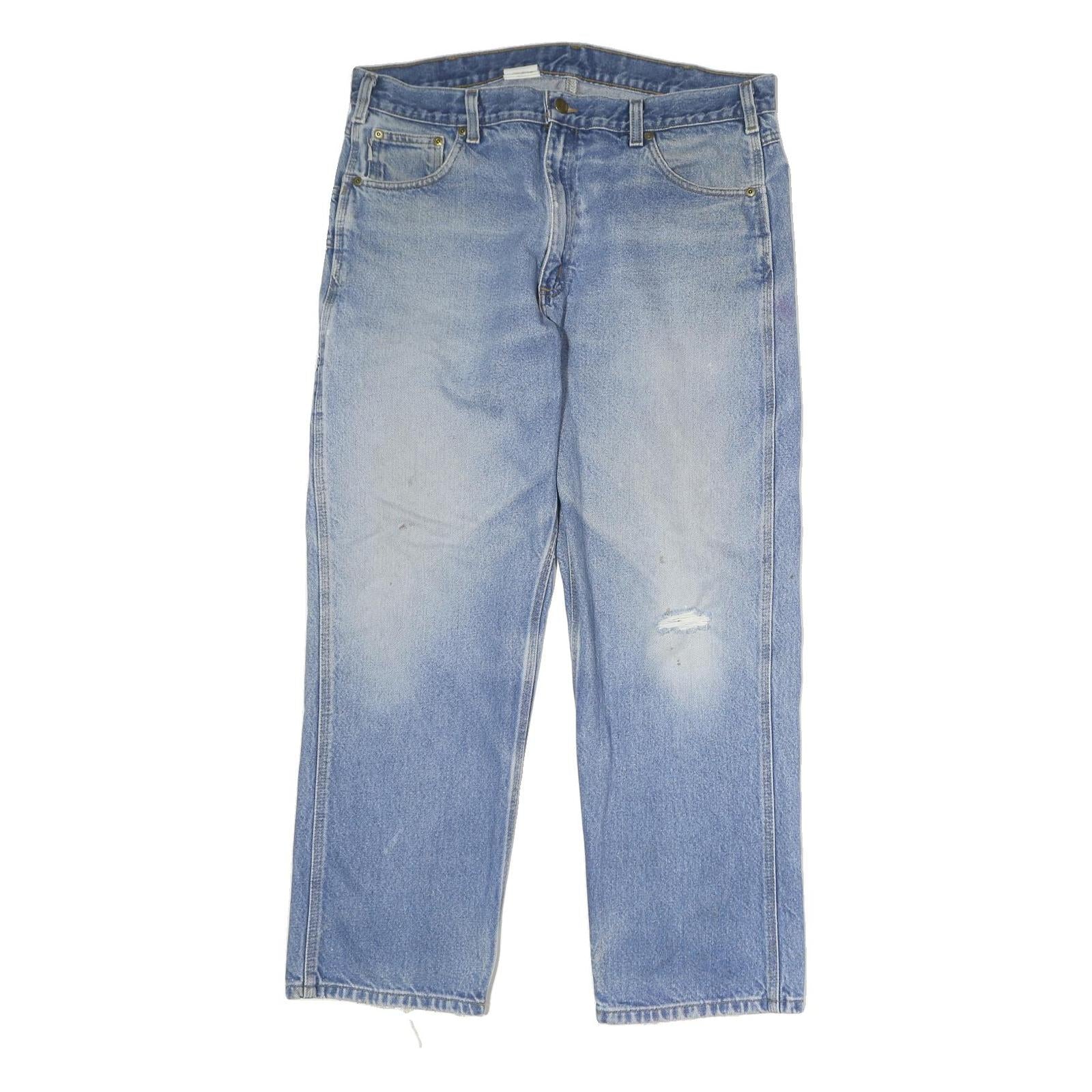 CARHARTT Mens Jeans Blue Relaxed Straight Denim Light W38 L30 Workwear