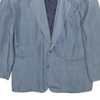 VINCI Mens Blue Silk Button Jacket S Plain Formal Lightweight Classic Tailored